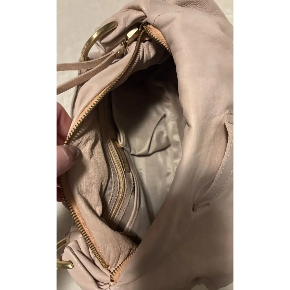 Antonio Melani Light Pink Leather Hobo Shoulder Bag Y2K New